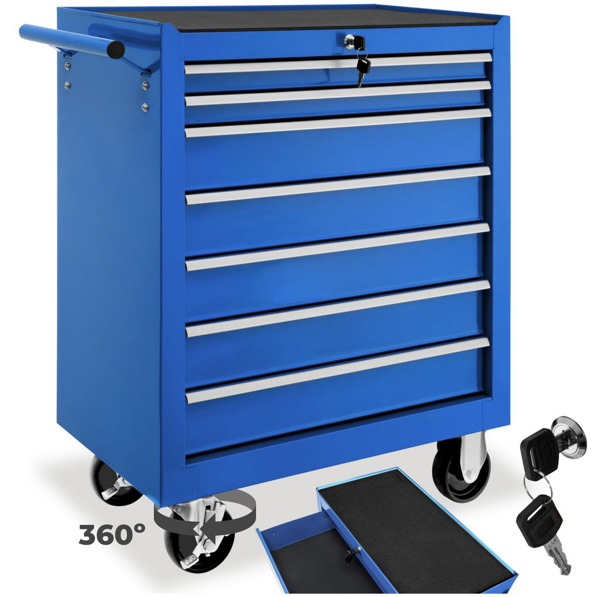 WERKZEUGWAGEN ,Rollen Ø 100 mm,blau - Blau, Metall (33/79/69cm) - tectake
