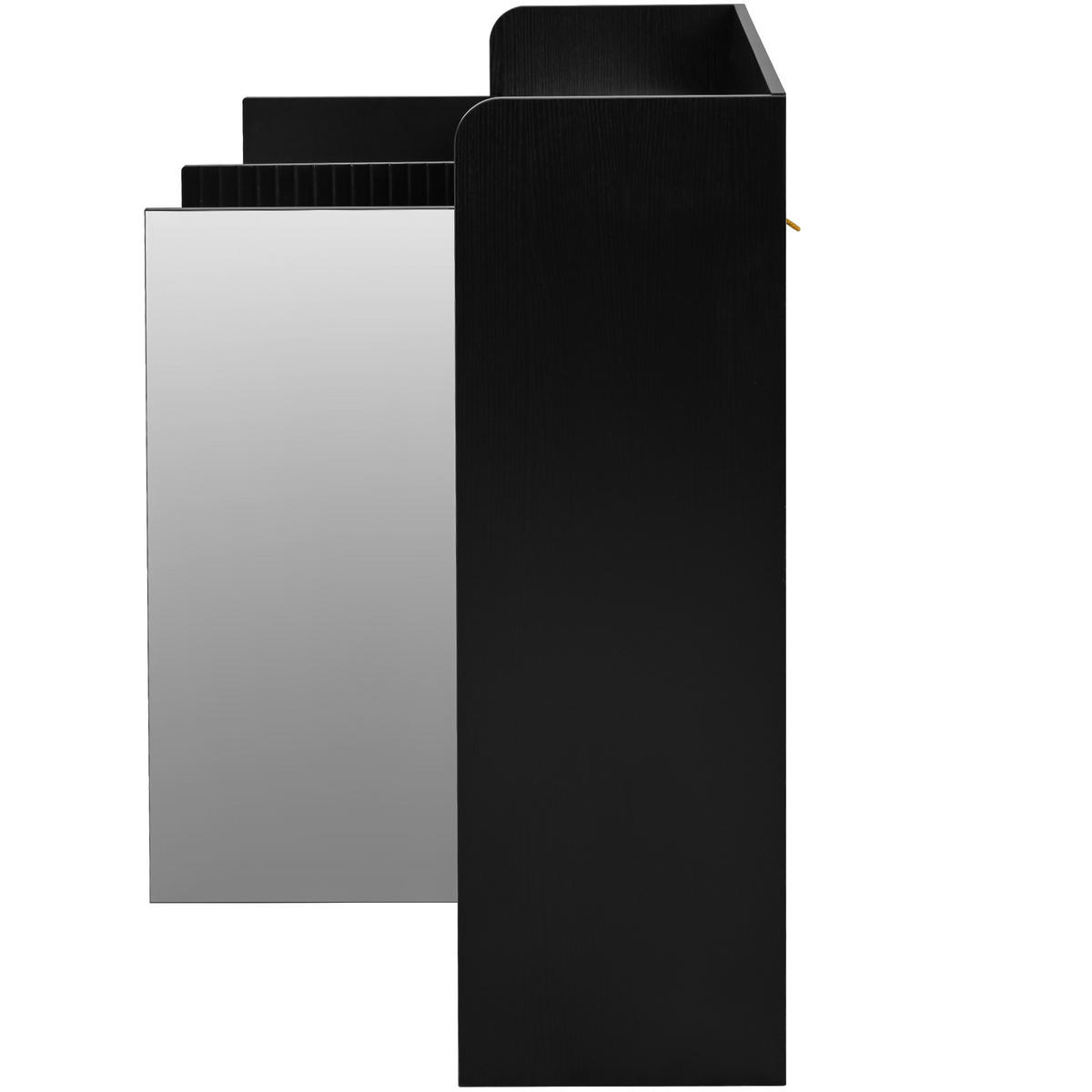 SCHUHSCHRANK aus MDF & Spanplatte 110x35,5x110cm in Schwarz mit Spiegel - Schwarz, Holzwerkstoff (110/110/35.5cm) - Modfu