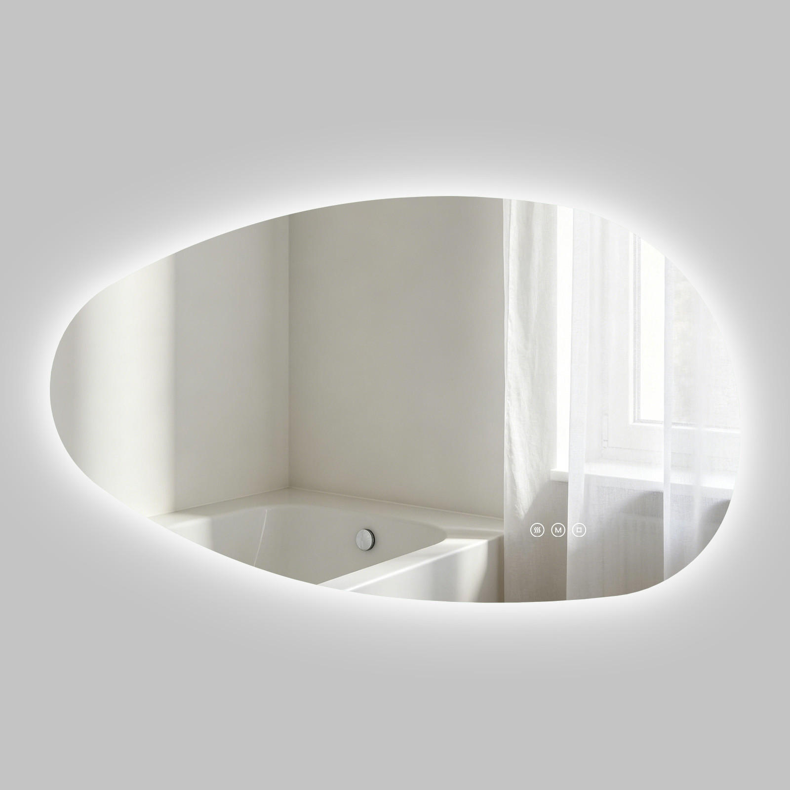 BADSPIEGEL MIT BELEUCHTUNG 50/85 cm asymmetrisch mit dimmbarer LED-Beleuchtung und Antibeschlag - Transparent, Glas (50/85/2.5cm) - S'AFIELINA