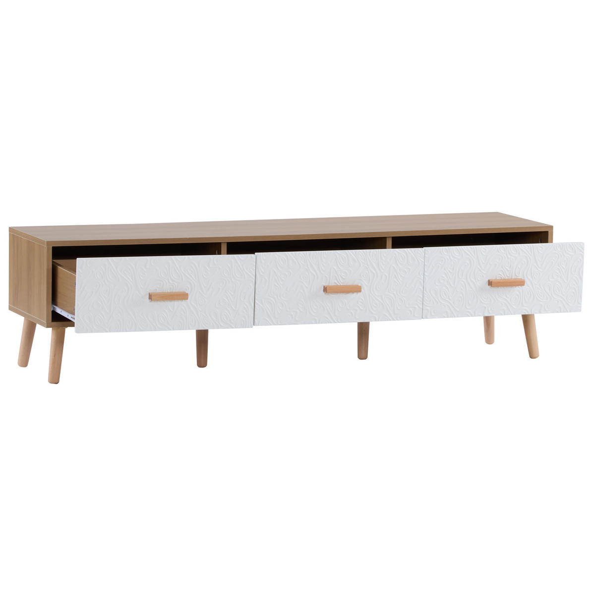 TV-SCHRANK mit 3 Schubladen 150 x 39 x 35 cm Weiß/Holz - Weiß, Holzwerkstoff (35/39/150cm) - Beauniv