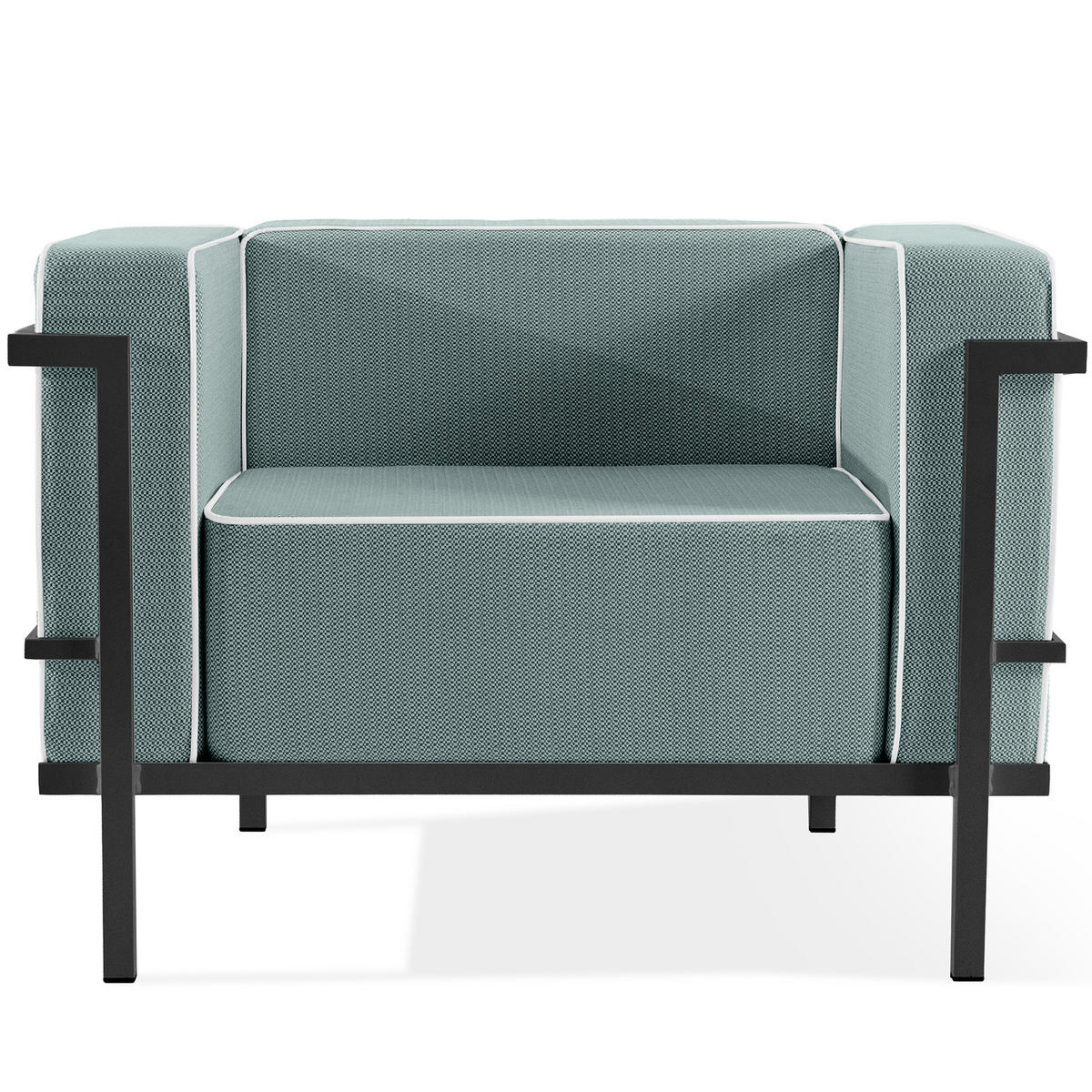 GARTENLOUNGE-SET TRIGLO 4-tlg., 1x Tisch, 2x Sessel, 1x Sofa 2-Sitzer, Modern, Dunkelgrau - Dunkelgrün/Dunkelgrau, Glas/Textil - KONSIMO®