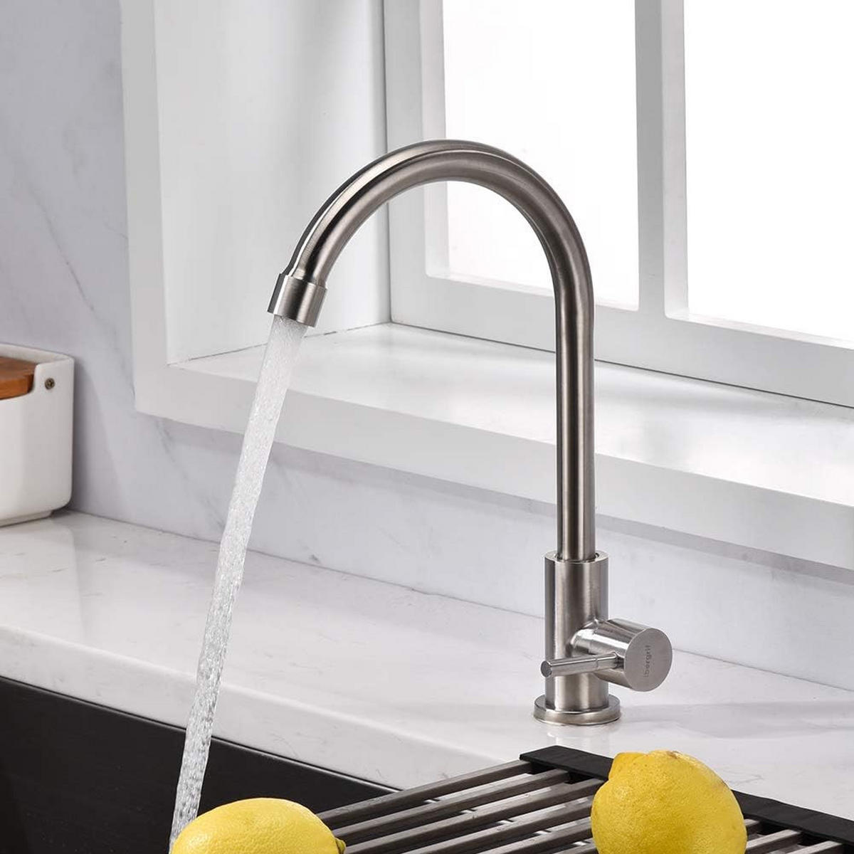 WASSERHAHN Edelstahl kaltes Wasser silber - Grau, Metall (25/9/21cm) - Vallsero