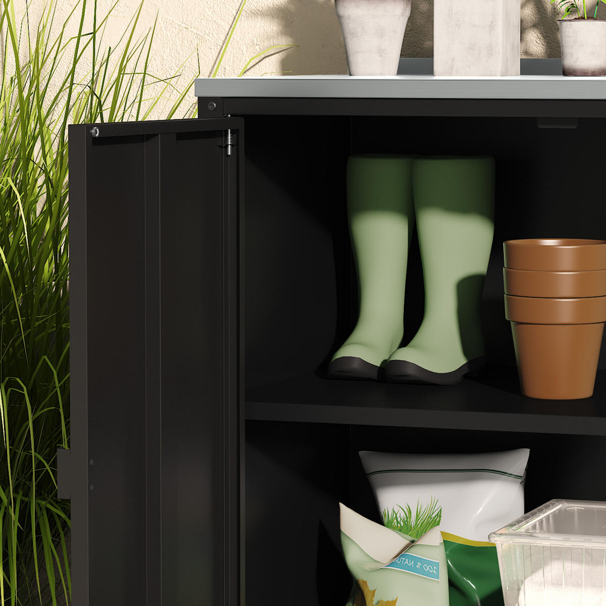 VENKOVNÍ SKŘÍŇ Bolognano - černá, kov (80/92/50cm) - casa.pro