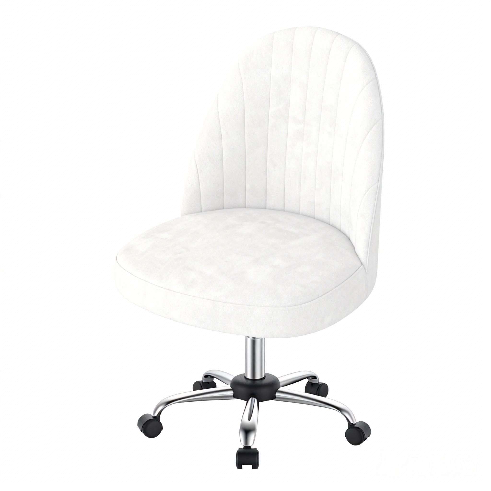 DREHSTUHL Beige Samt ergonomisch drehbar - Hellgelb, Metall (30/44.5/48.5cm) - Rattrix