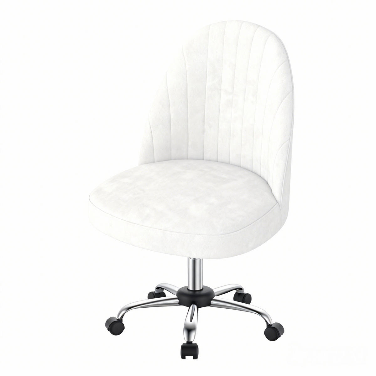 DREHSTUHL Beige Samt ergonomisch drehbar - Hellgelb, Metall (30/44.5/48.5cm) - Rattrix