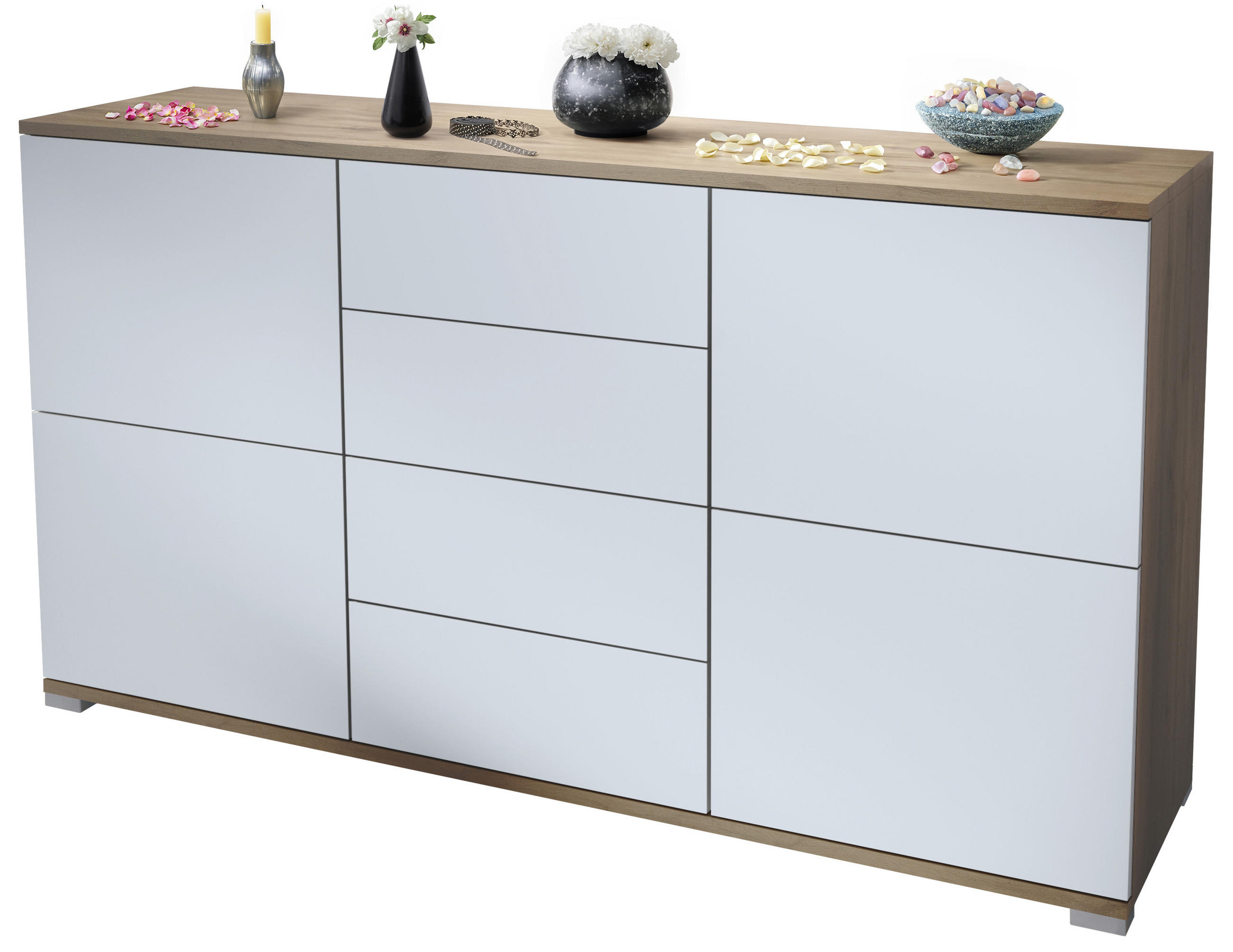 SIDEBOARD Rova Weiß matt - Weiß, Holzwerkstoff (138.5/75.5/35cm) - Vladon