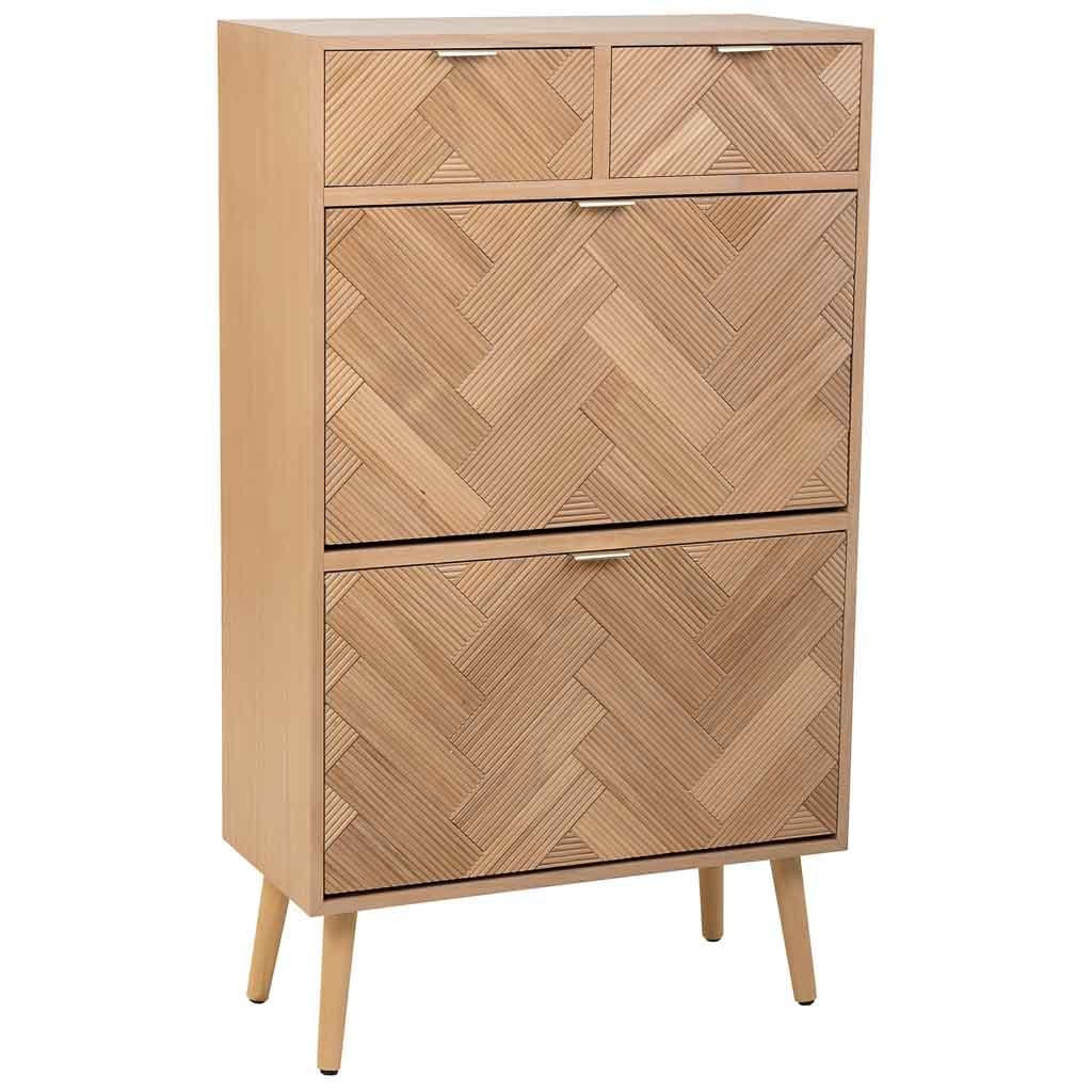 SCHUHREGAL aus Holz mit 2 Türen und 2 Schubladen, 70x32x120 braun - Braun, Holzwerkstoff (70/70/120cm) - Wanderlust