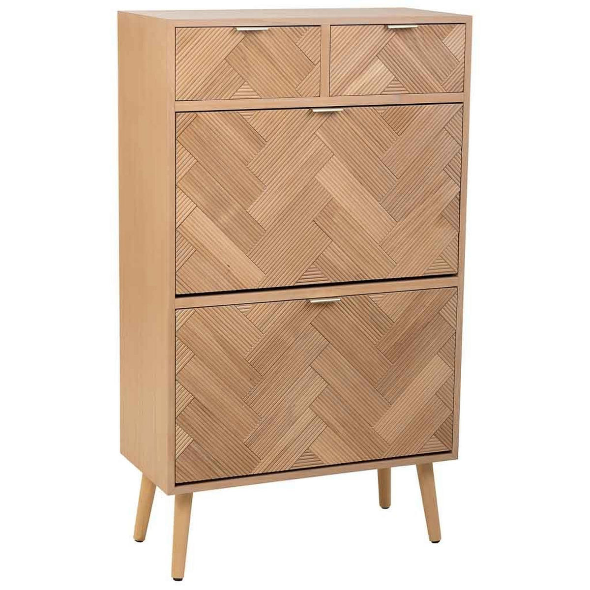 SCHUHREGAL aus Holz mit 2 Türen und 2 Schubladen, 70x32x120 braun - Braun, Holzwerkstoff (70/70/120cm) - Wanderlust