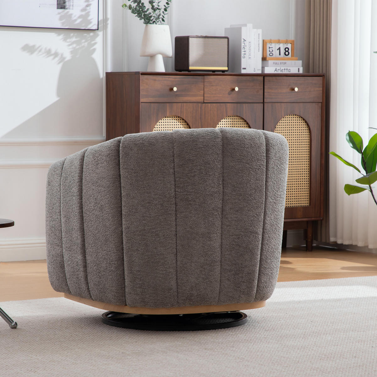 SESSEL 360° drehbar mit Chenille-Bezug, DE-42366, Grau - Grau, Metall (73/75.5/81cm) - ComfortXL