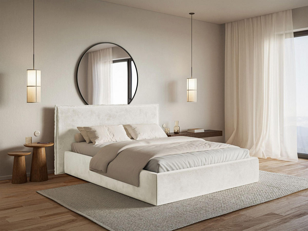 POLSTERBETT Softie Greige Velours 160x200 - Taupe, Textil (160/200cm) - Selsey