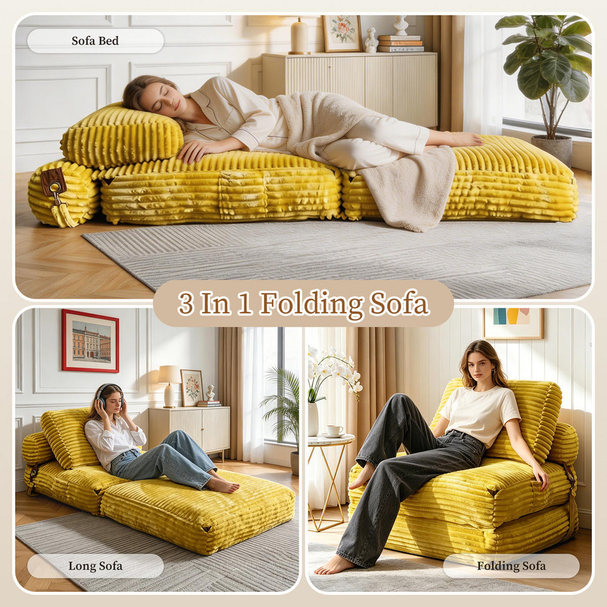 SITZSACK 87x86x40cm Bequem Platzsparend - Gelb, Textil (86/33/87cm) - Raelunyi