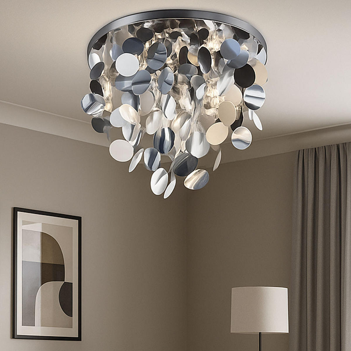 DECKENLEUCHTE LUCCA Chrom Silber - Silberfarben, Metall (55/55/40cm)