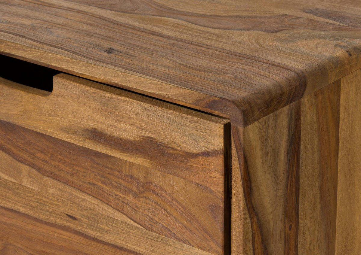 TV-BOARD Sheesham 134x40x48 natur sandgestrahlt lackiert MALMÖ 2 #219 - Naturfarben, Holz (40/48/134cm) - Massivmoebel24