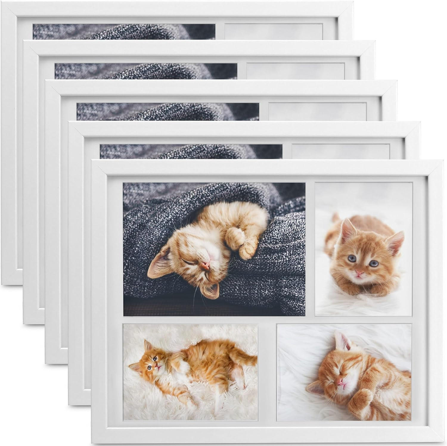 BILDERRAHMEN Galeria 15x21cm + 10x15cm Weiß (5tlg) - Weiß, Holzwerkstoff (30/2/37cm) - BoMoe