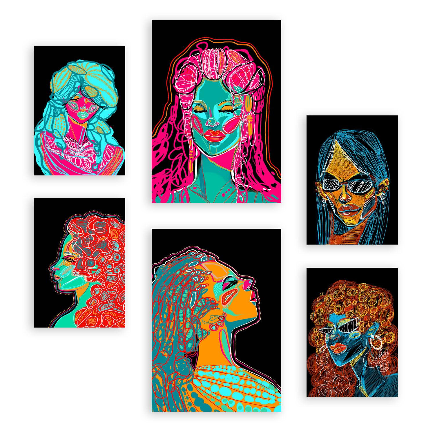 POSTER Set Mit 6 Shades of Beauty 2 Abstrakt Feminin Größe A3 & A4 Rahmenlos - Klar, Papier (29.7/1cm) - Nacnic