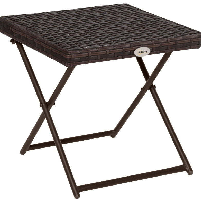 GARTENTISCH 40/40/40 cm braun aus Polyrattan klappbar - Braun, Metall (40/40/40cm) - OKWISH