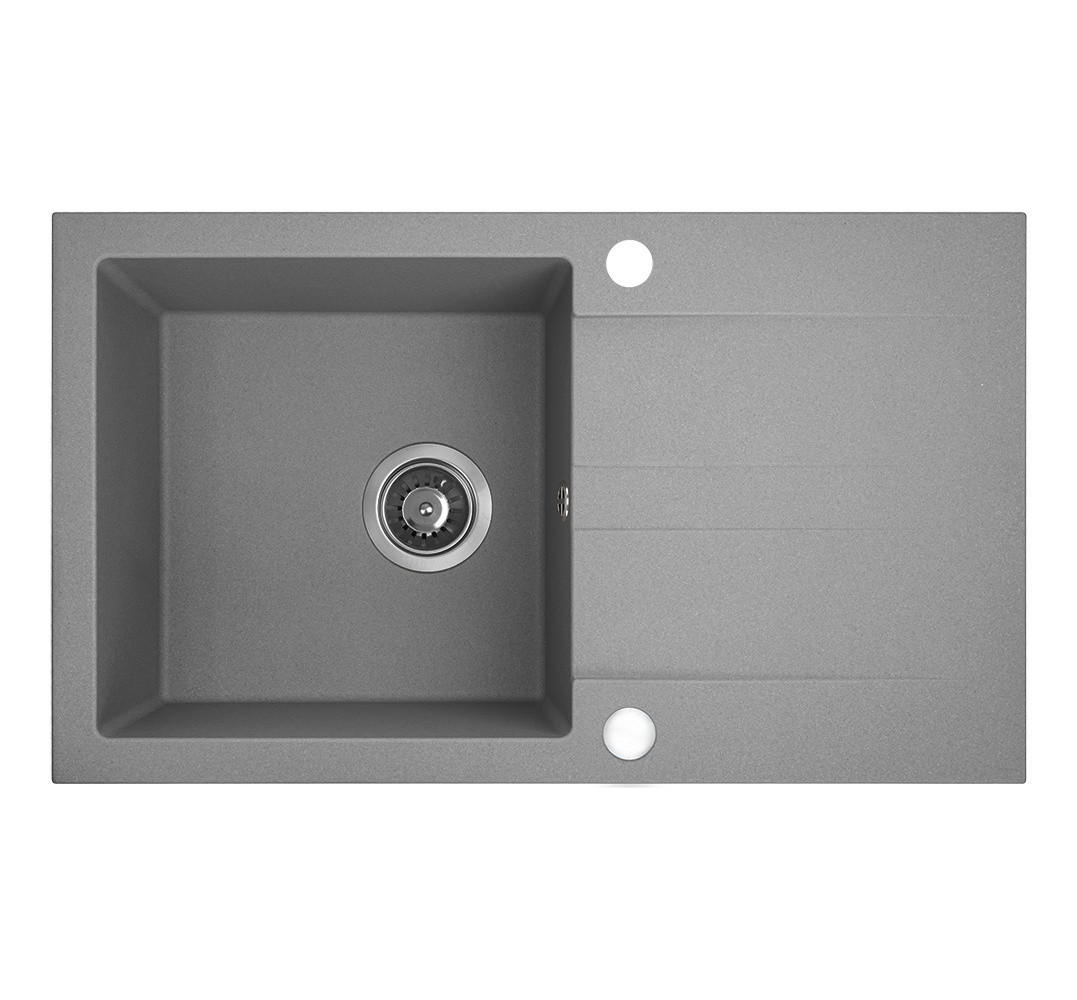 EINBAUSPÜLE Shire Grau, Einzelbecken, 44/76/18,5 cm - Grau, Stein (44/18.5/76cm) - bad land