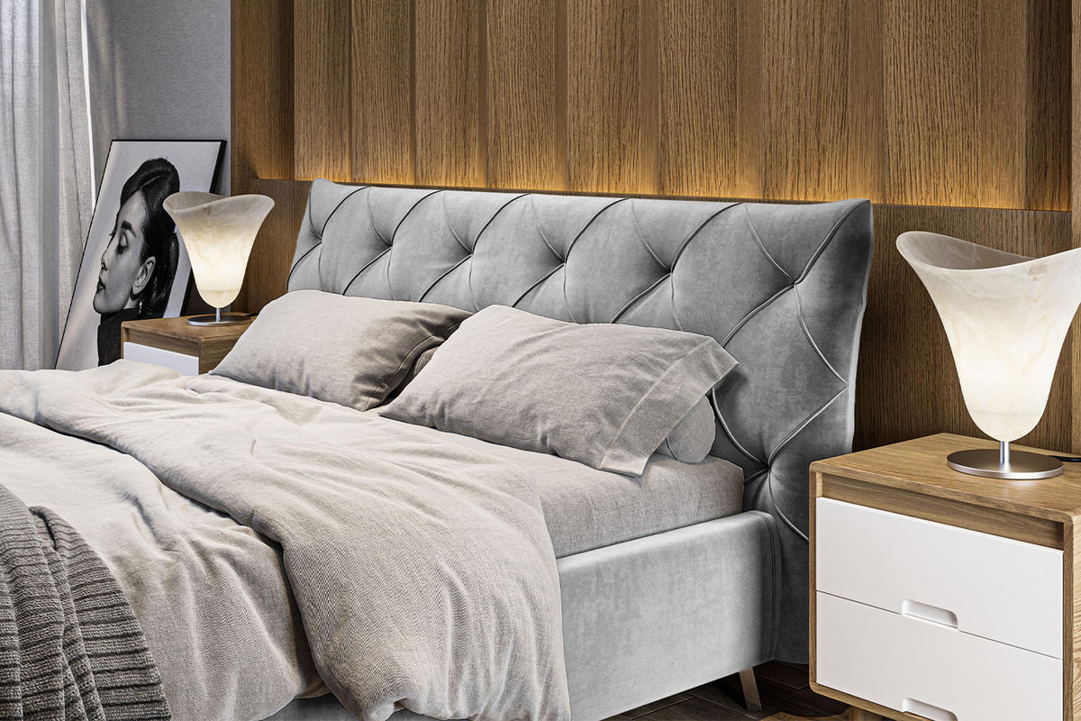 POLSTERBETT ANNY Silber Massivholz - Silberfarben, Textil (180/200cm) - KAWOLA