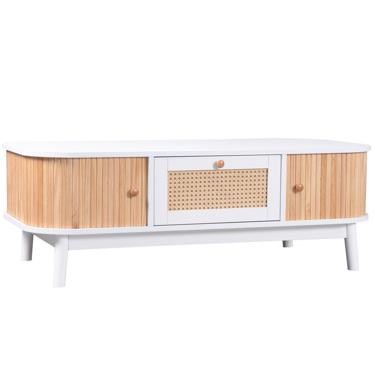 COUCHTISCH 110/55/38.5 cm Weiß aus MDF mit Stauraum - Weiß, Holzwerkstoff (110/55/38.5cm) - OKMYHOME