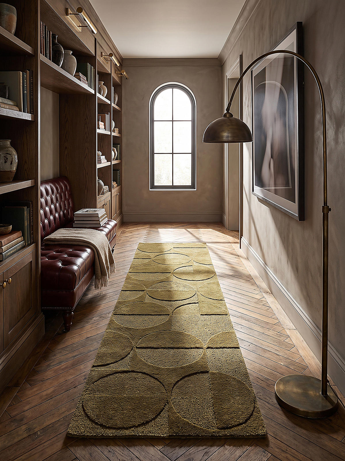 TEPPICHLÄUFER handgetuftet DEBEN, Kreis-Geometrie, Olivgrün, 60 x 230 cm - Grün, Textil (60/230cm) - KADIMA DESIGN