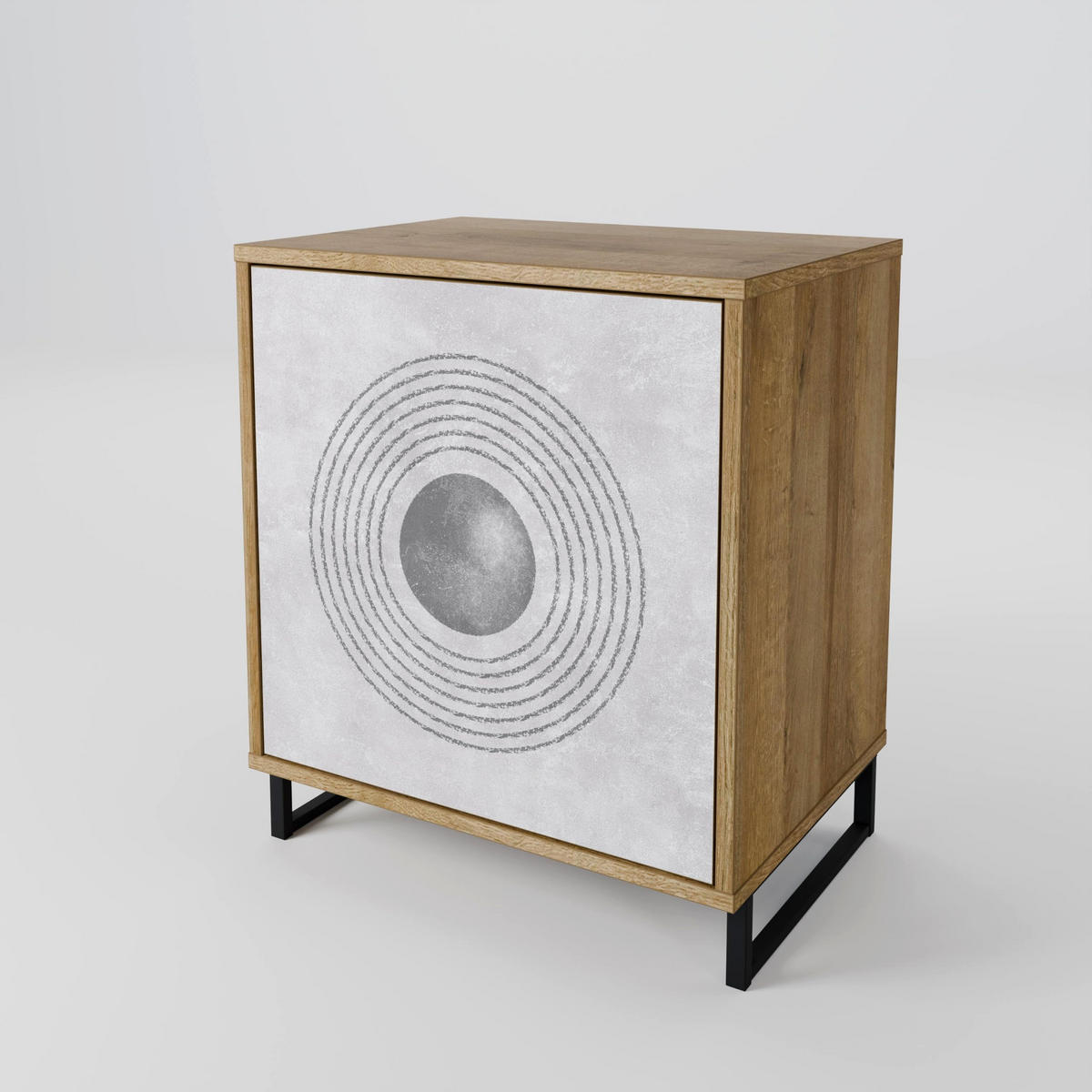 SIDEBOARD SOLID CIRCLES, Eichefarben, 57,5x42x75,5 cm, Goldfarbene Metallfüße - Eichefarben/Goldfarben, Holzwerkstoff/Metall (57.5/75.5/42cm) - SpaceRebels