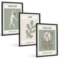 BILDER SET 3er Set - 40x60 cm Schwarzer Rahmen - Abstrakte Pflanzenfiguren - Schwarz, Kunststoff (40/60cm) - TULUP