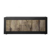 SIDEBOARD mit 2 Türen und 2 Schubladen Itinial - L210 cm - Schwarz/Braun, Holzwerkstoff (43/65/210cm) - Calicosy