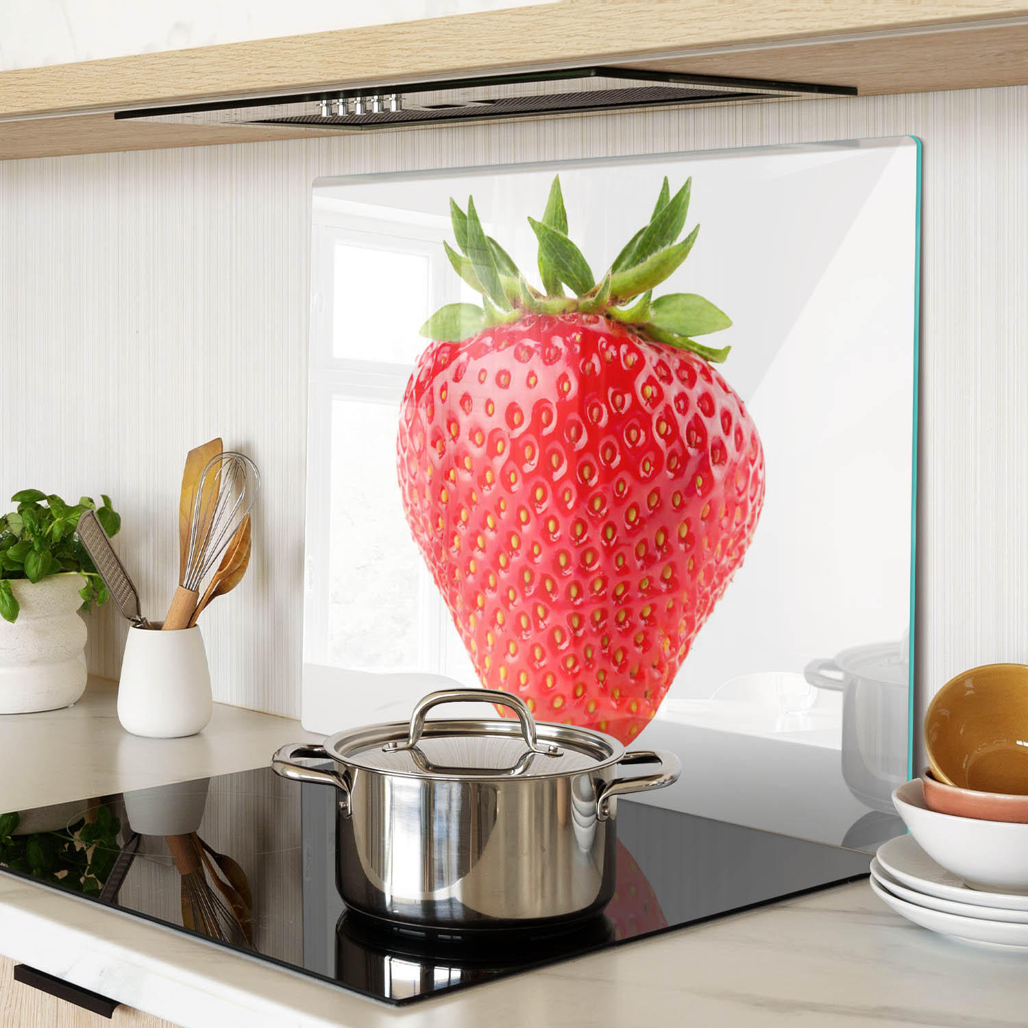 GLASPLATTE 60x52 cm Erdbeere - Rot, Glas (60/0.4/52cm) - TULUP