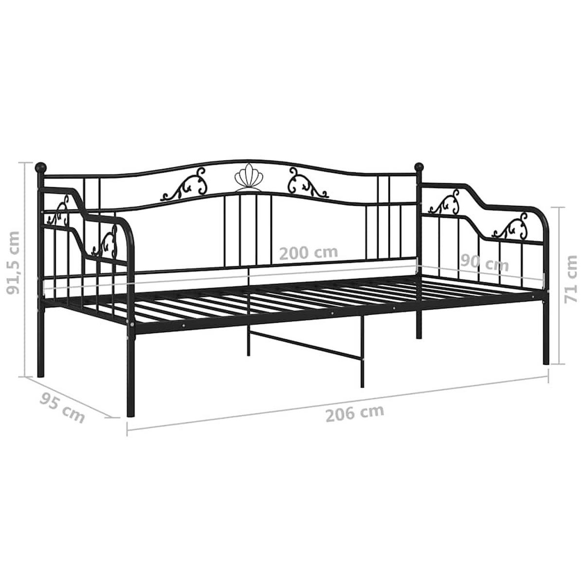 SCHLAFSOFA Bettgestell Schwarz Metall 90/200 Cm - Schwarz, Naturmaterialen (90/200cm) - vidaXL