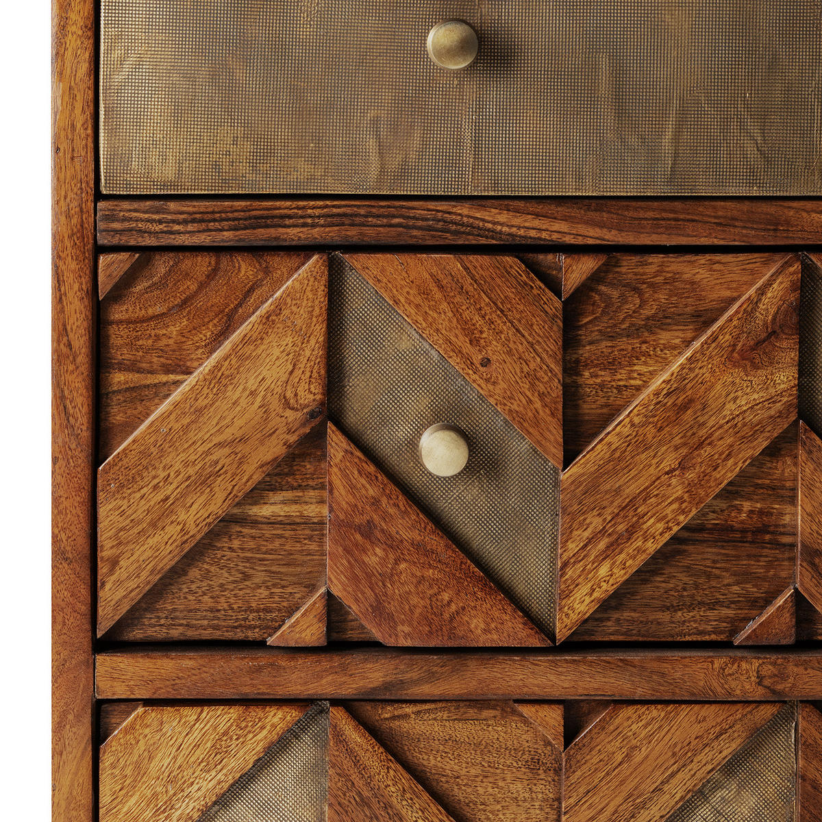 KOMMODE - Akazie massiv / Metall - Akaziefarben, Holz (90/90/40cm) - home24