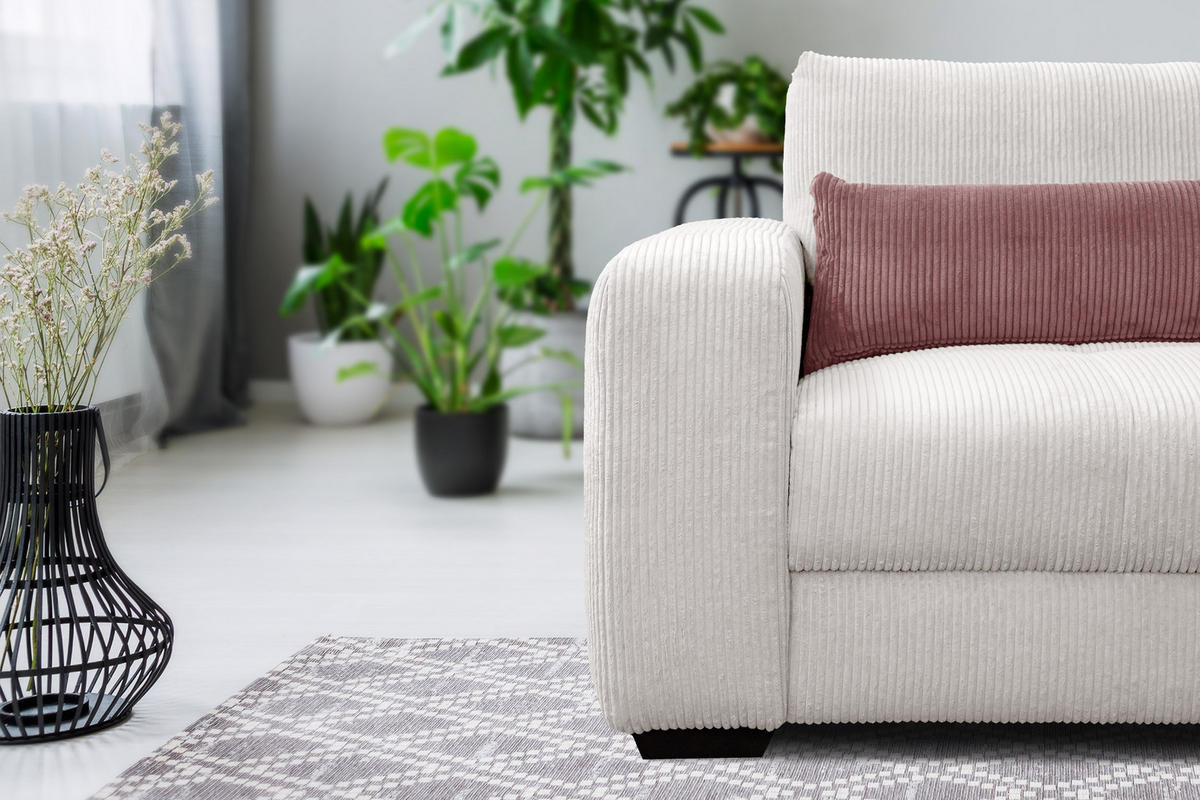 SESSEL OLI in Cordstoff perlweiß - Weiß, Holz/Textil (130/91/108cm) - Courtois Laville