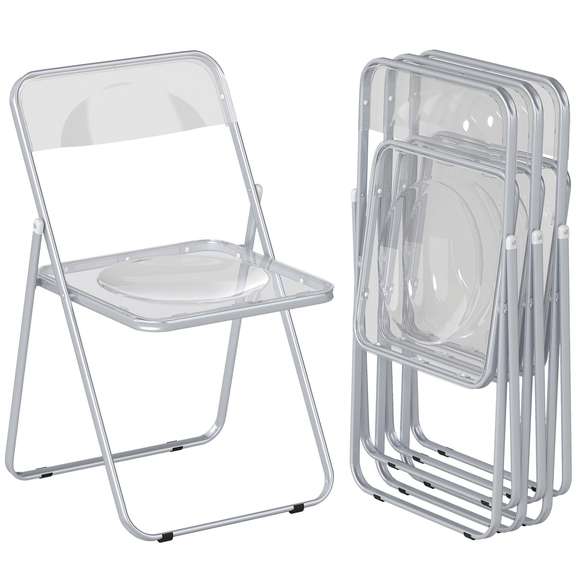 KLAPPSESSEL Transparent 4 Stück - Transparent, Kunststoff (47/75/48cm) - GiPP