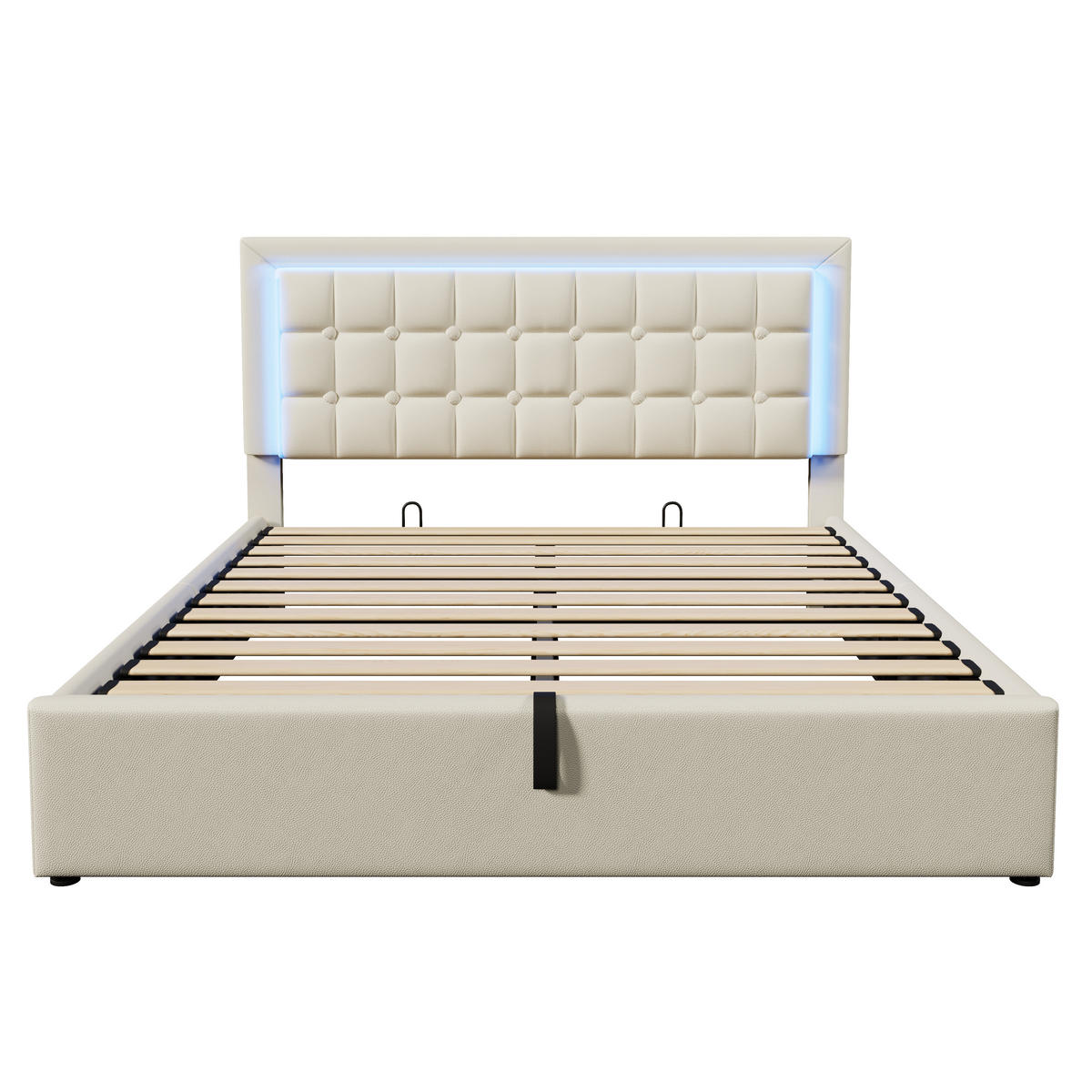 STAURAUMBETT 180/200 cm DE-00332, in Weiß, Hydraulische Stützstangen - Weiß, Metall (180/200cm) - ComfortXL