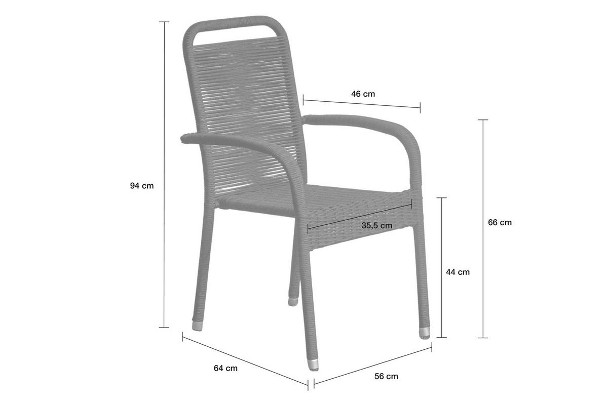 STAPELSTUHL Aires, Metall-Rope, Schwarz - Schwarz, Metall (56/94/64cm) - dasmöbelwerk