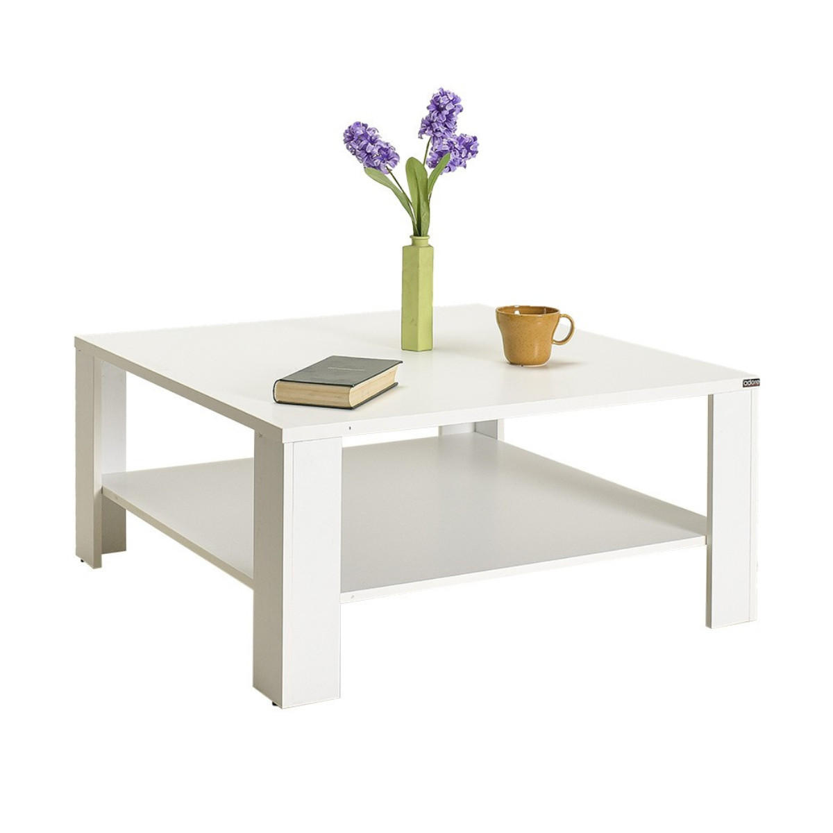 COUCHTISCH mit Ablagefach - lena 90/90/42 cm - Weiß, Holzwerkstoff (90/90/42cm) - Calicosy