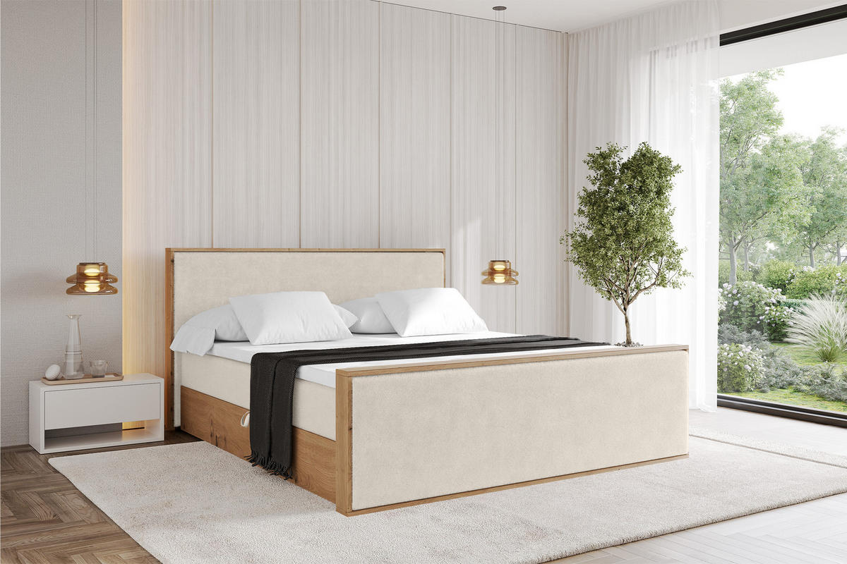 BOXBETT LOLLI9 -Z 120x200 - H4 Hellbeige - Sandfarben, Holzwerkstoff (120/200cm) - ALTDECOR