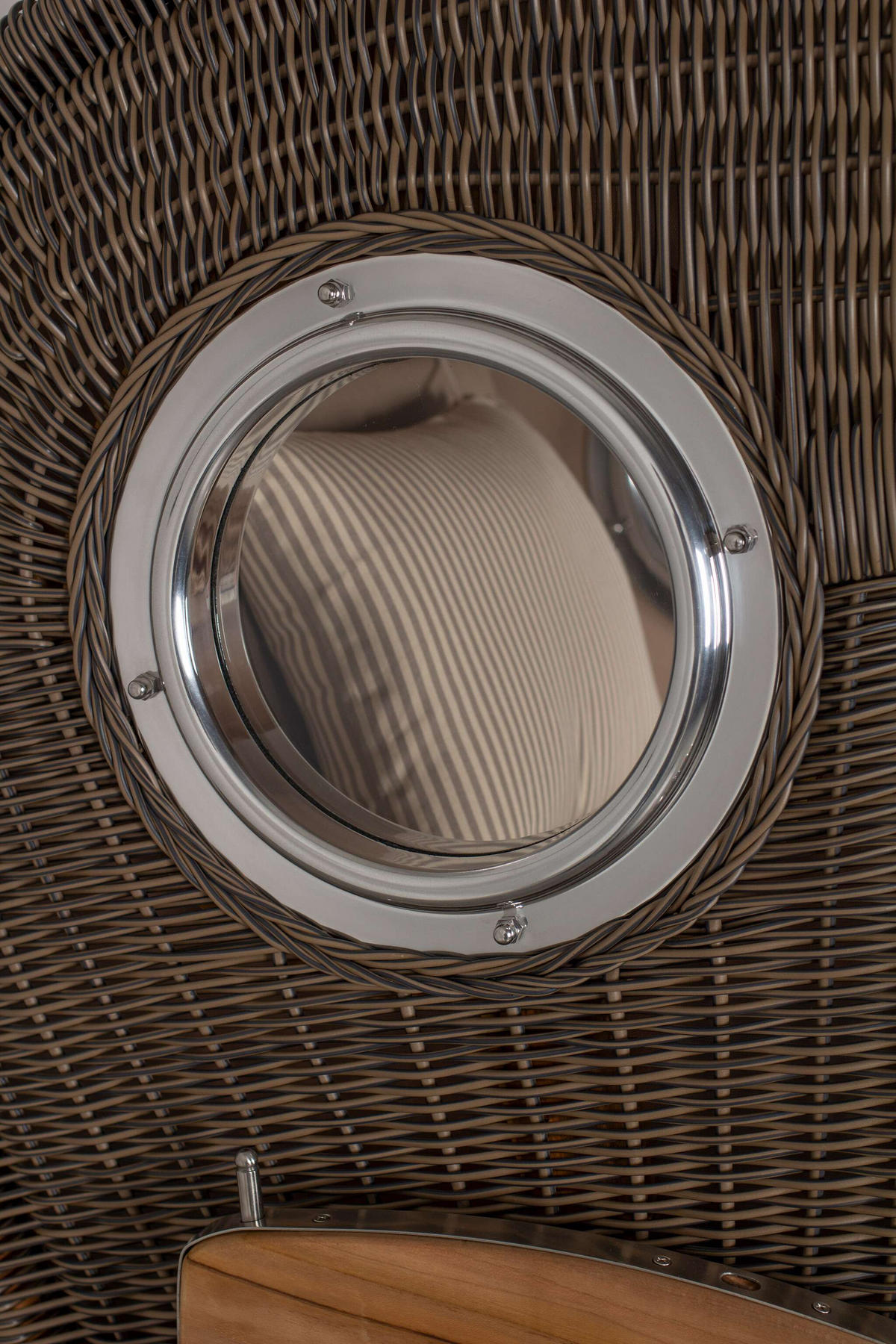 STRANDKORB Düne Single Teak 1-Sitzer - Taupe/Braun, Holz/Textil (96/165/80cm) - Mr. Deko