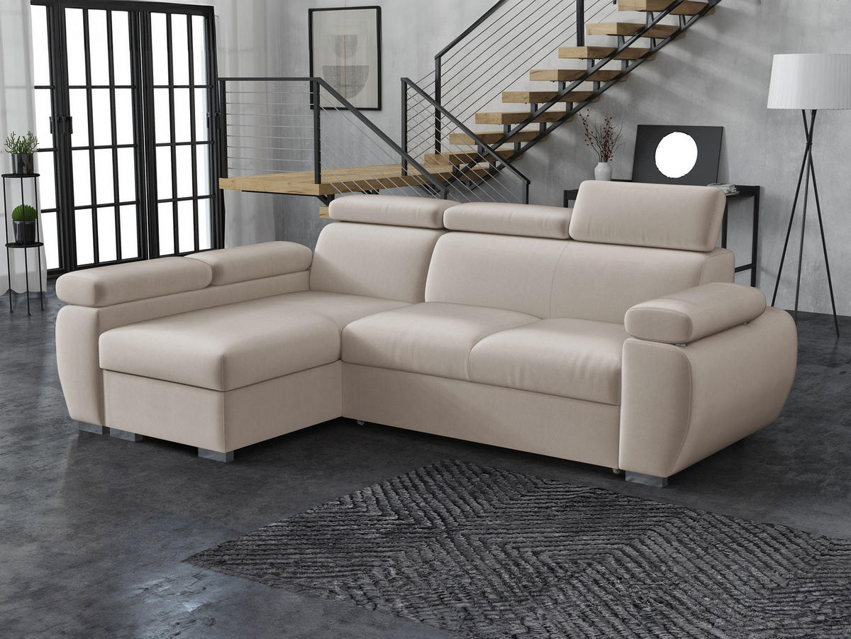 ECKSOFA Boston Mini, Seite: Links - LC+2R - Chromfarben/Naturfarben, Holz/Textil (255/170cm) - MIRJAN24