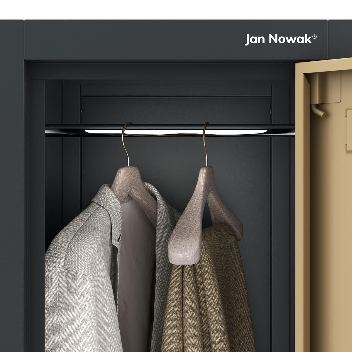 ARBEITSSCHUTZ-KLEIDERSCHRANK IGOR 1 Plus 185 × 32 × 45 cm - Nussbaumfarben, Metall (32/185/45cm) - Jan Nowak