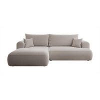 ECKSOFA Ovo Dunkelbeige Boucle - Schwarz/Mokka, Kunststoff/Textil (260/165cm) - Selsey