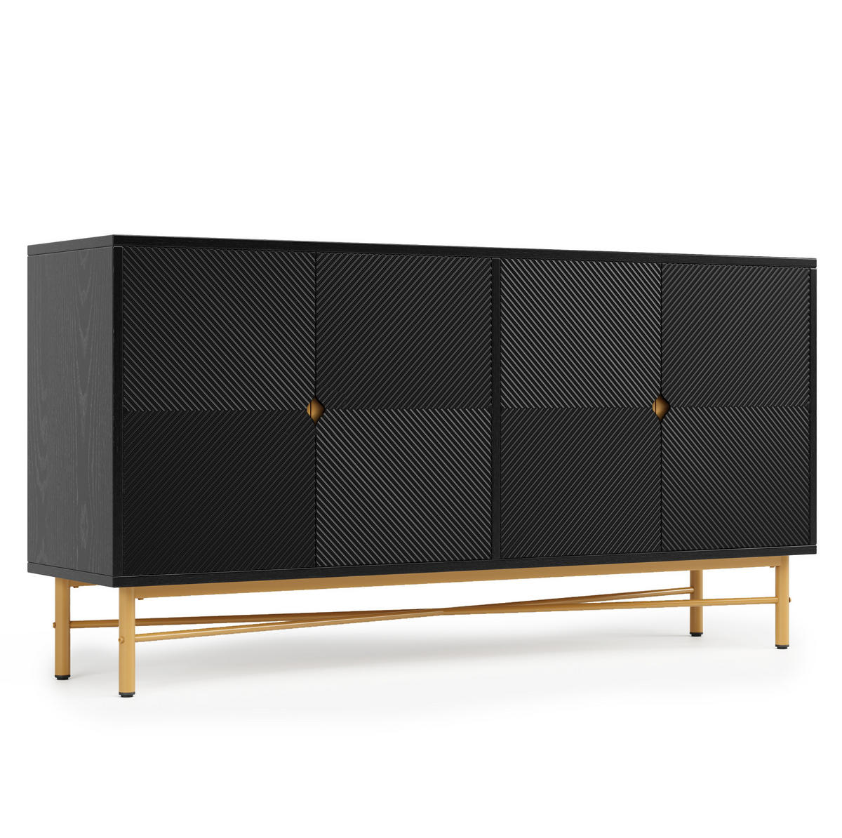 SIDEBOARD in Schwarz 160x40x82 cm mit 4 Türen und Soft-Close-Funktion - Schwarz, Holzwerkstoff (40/82/160cm) - IVMEU