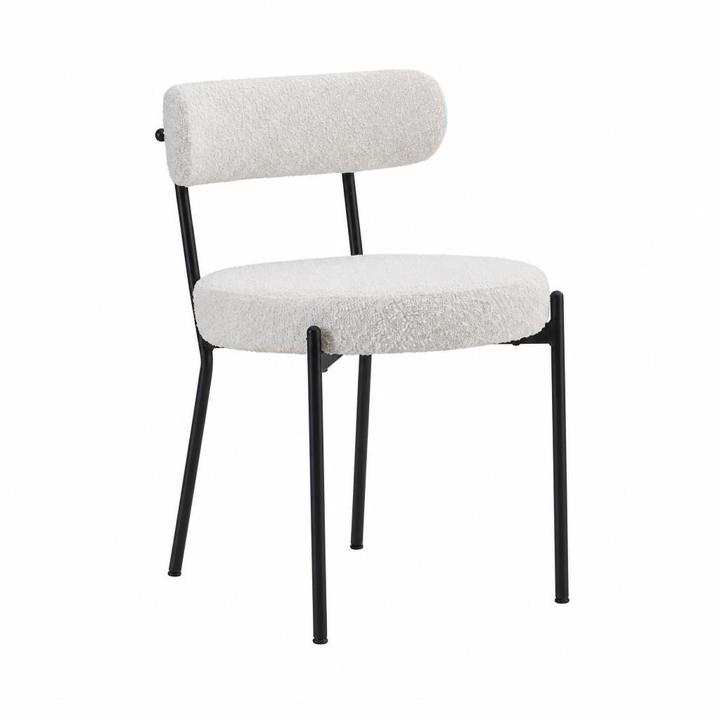 ESSZIMMERSTUHL 2er-Set Bouclé Beige mit geschwungener Rückenlehne - Beige, Metall (65.1/32.1/58.1cm) - Garvee