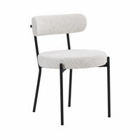 ESSZIMMERSTUHL 2er-Set Bouclé Beige mit geschwungener Rückenlehne - Beige, Metall (65.1/32.1/58.1cm) - Garvee