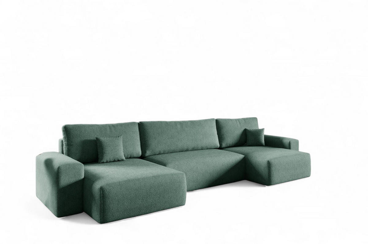 WOHNLANDSCHAFT Arona - Grün, Holzwerkstoff/Textil (398/70/148cm) - Fun Möbel