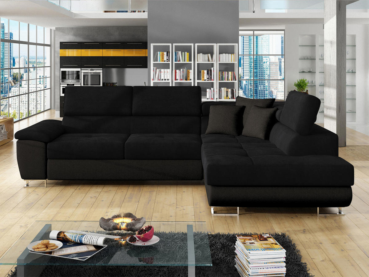 COLTAR Cotere, Dreapta - negru, material textil/lemn (202/270cm) - MIRJAN24