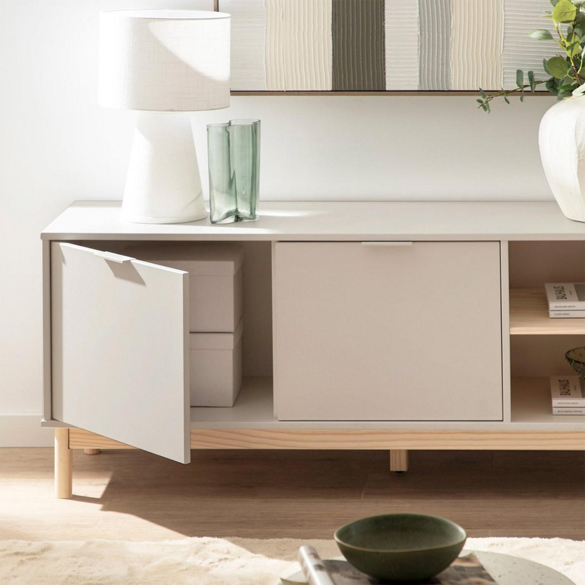 TV-ELEMENT Elian Weiß 140 cm x 53 cm - Weiß, Holzwerkstoff (140/53/38cm)