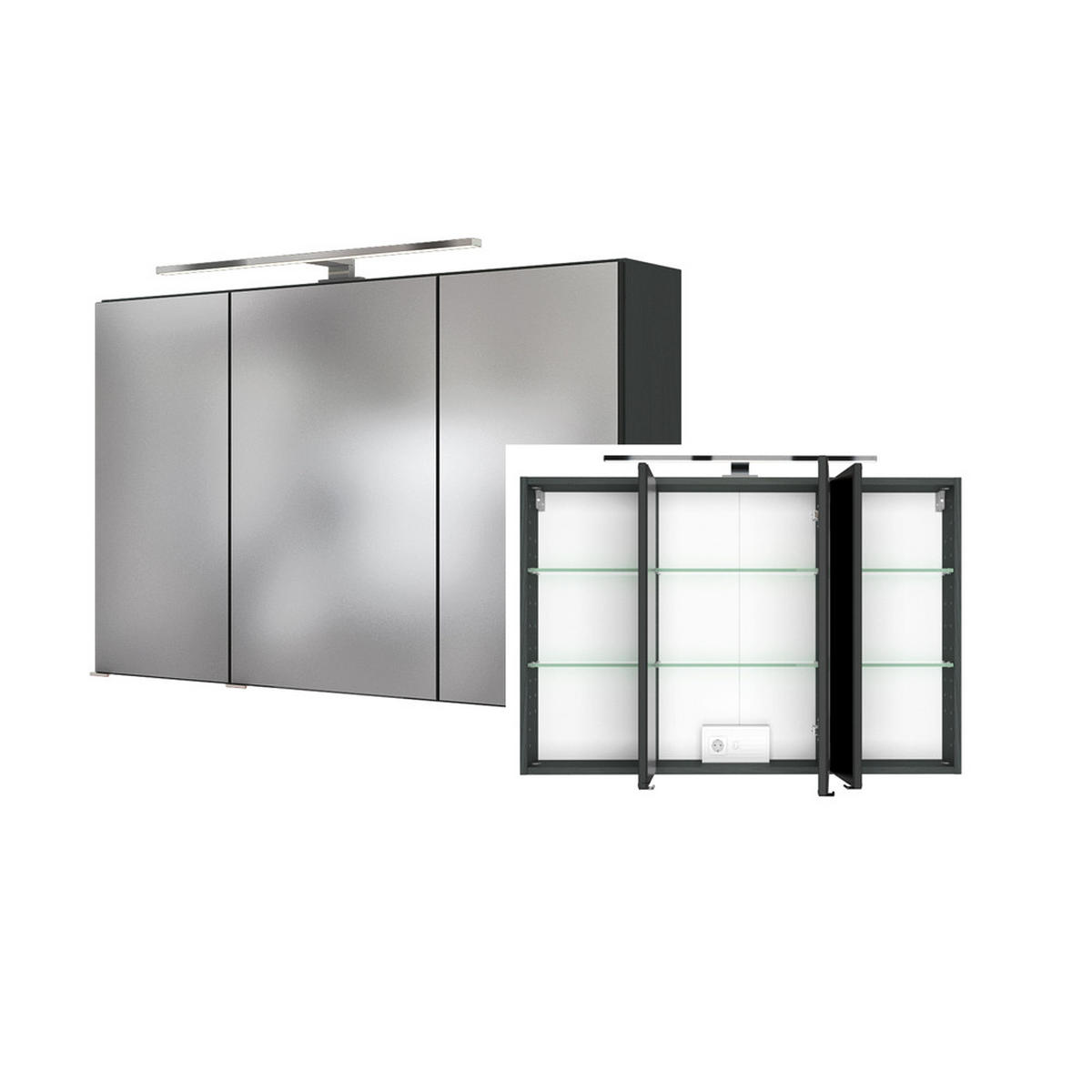 BADMÖBEL-SET 5-TLG. Pesaro-03 - Grau, Holzwerkstoff (220/200/48cm) - Lomado