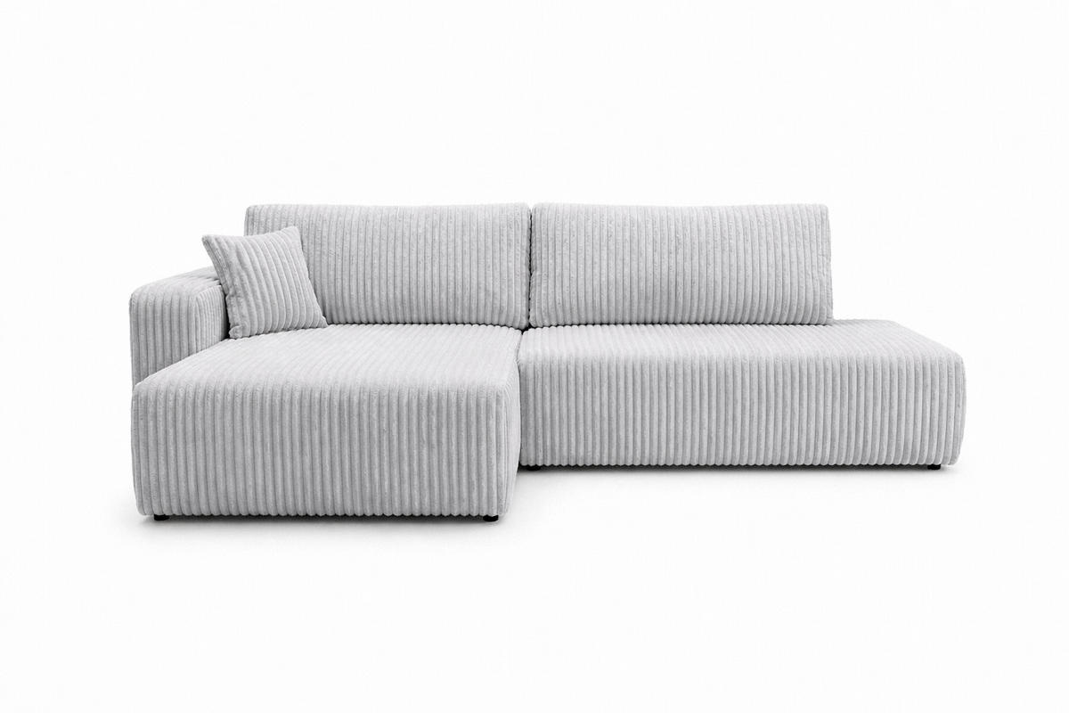 ECKSOFA Mit Schlaffunktion Und Bettkasten, Cordstoff Tilia, Grau, Links, OPEN XL - Grau, Holz (262/145cm) - Kaiser Möbel