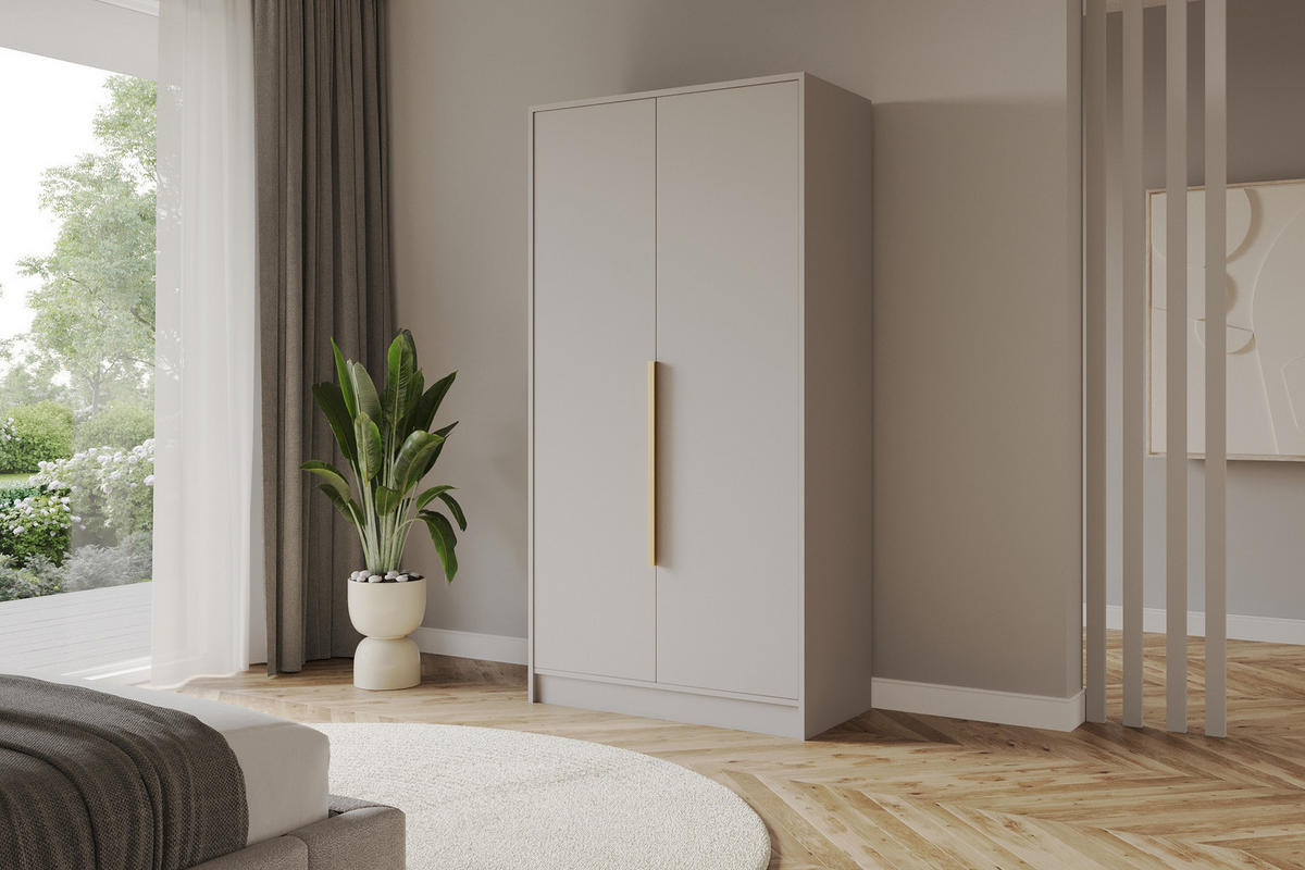 KLEIDERSCHRANK - PORTO - 102 - Kaschmir - Kaschmir/Goldfarben, Holzwerkstoff (102/200/51cm) - ALTDECOR