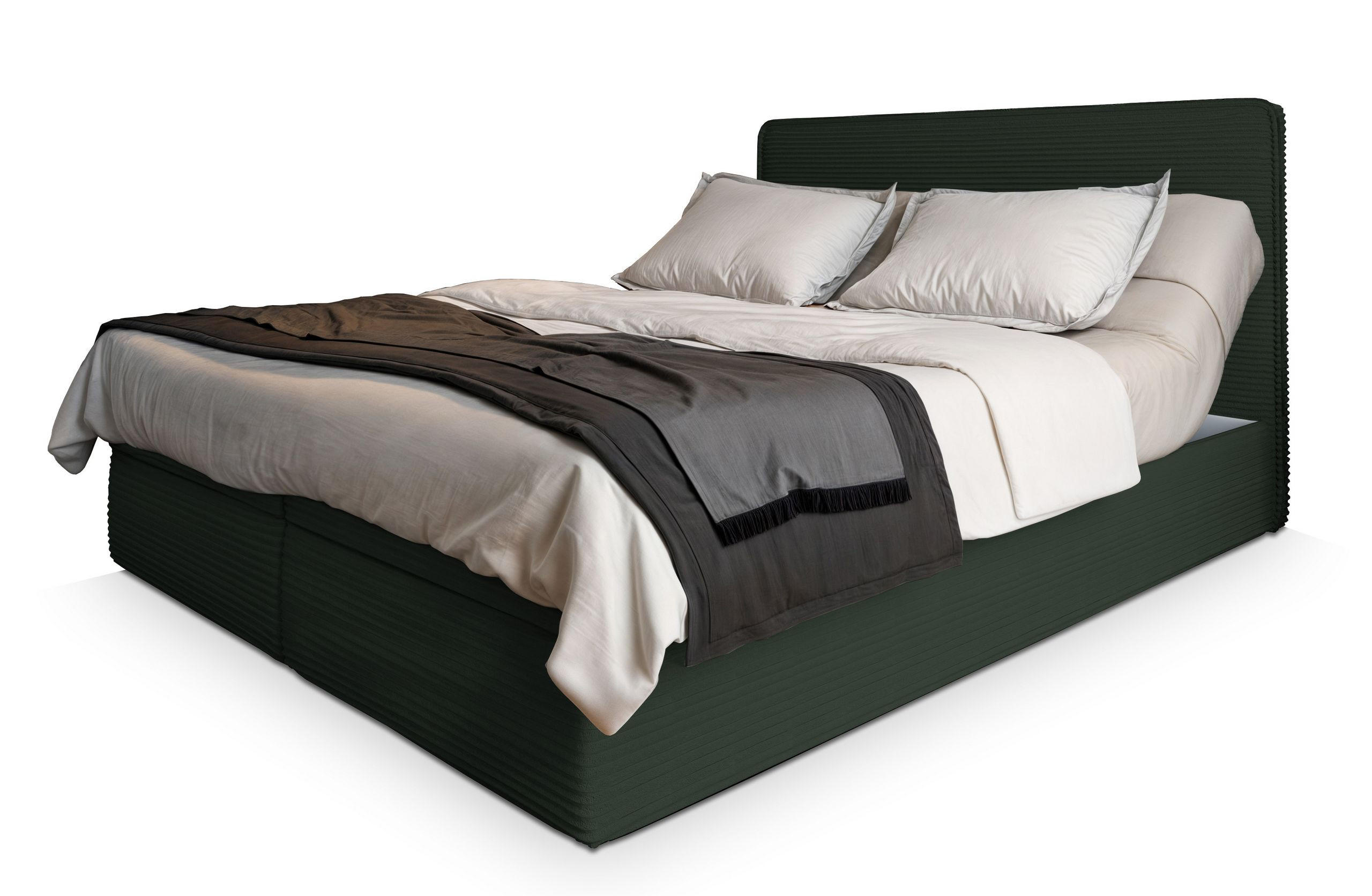 BOXBETT ASTOR 160x200 cm mit Matratze und Topper - Grün - Grün, Holz (160/200cm) - MASSENO